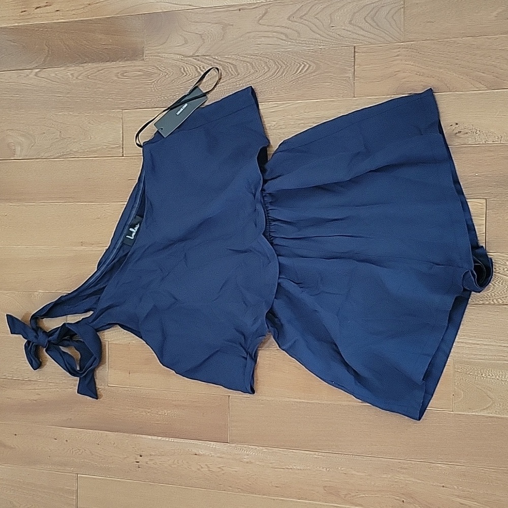 NWT Lulus Destined for Chicness Navy Blue One-Shoulder Romper XS - Picture 3 of 7
